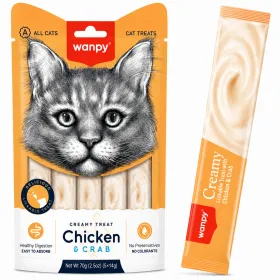 Ласощі для котів Wanpy Creamy Treat Кремовий мус з куркою та крабом 5*14 г