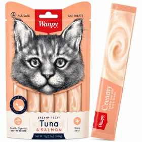 Ласощі для котів Wanpy Creamy Treat Кремовий мус з тунцем та лососем 5*14 г