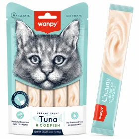 Ласощі для котів Wanpy Creamy Treat Кремовий мус з тунцем та тріскою 5*14 г