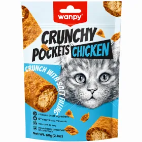 Ласощі для котів Wanpy Crunchy Pockets Chicken Подушечки з куркою 60 г