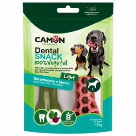 Ласощі для собак Camon Dental Snak Vegetal Mix Кісточки з солодкої картоплі зі смаком буряка та шпінату L 12.5 см 2 шт 115 г