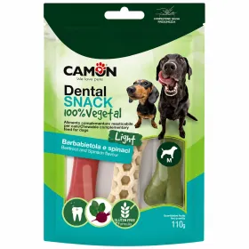 Ласощі для собак Camon Dental Snak Vegetal Mix Кісточки з солодкої картоплі зі смаком буряка та шпінату M 8.5 см 4 шт 110 г