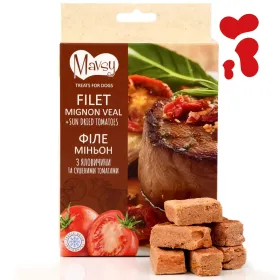 Ласощі для собак Mavsy Freeze Dried Filet Mignon Beef with Sundried Tomatoes Філе міньон з яловичини та сушеними томатами 50 г