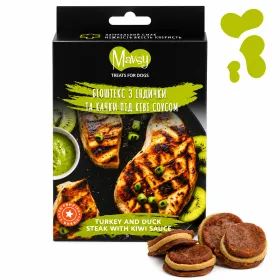 Ласощі для собак Mavsy Refined Jerky Turkey And Duck Steak With Kiwi Sauce Біфштекс з індички та качки під ківі соусом 100 г