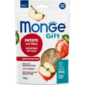 Ласощі для собак Monge Gift Dog Fruit Chips Sensitive Digestion для покращення травлення, снеки з картоплею та яблуком 150 г