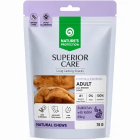 Ласощі для собак Nature's Protection Superior Care Rabbit Ears with Rabbit Filling Вуха кролика з м'ясом кролика 75 г