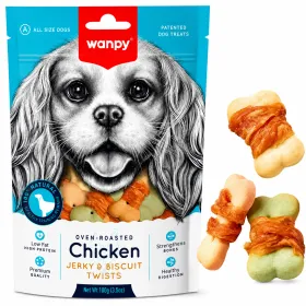 Ласощі для собак Wanpy Chicken Jerky&Biscuit Печиво з в'яленою курки 100 г
