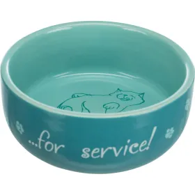 Миска для котів Trixie "Thanks for Service" керамічна бірюзова 300 мл