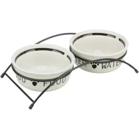 Миски на підставці для котів і собак Trixie Bowl Set Eat on Feet метал/кераміка білі 2*250 мл / 7 см