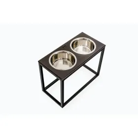 Миски на підставці для собак Harley&Cho Lunch Bar Brown Wood + Black XL40 дерево/сталь 2*1,8 л / 40 см