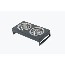 Миски на підставці для собак Harley&Cho Lunch Bar Gray Wood + Gray M дерево/сталь 2*750 мл / 10 см