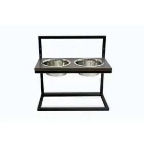 Миски на регульованій підставці для собак Harley&Cho Lift Brown Wood + Black L дерево/сталь 2*1,8 л / 40 см