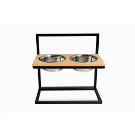 Миски на регульованій підставці для собак Harley&Cho Lift Natural Wood + Black L дерево/сталь 2*1,8 л / 40 см