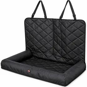 Накидка-лежак на сидіння в авто подвійна для тварин Trixie Car Seat Cushion поліестер чорна 95х10х50 см