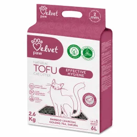 Наповнювач гороховий Velvet Paw Tofu Bamboo Charcoal, Oolong Tea, Sakura з бамбуковим вугіллям, есенціями чаю улун і сакури 6 л