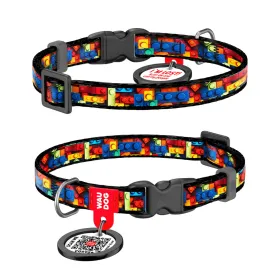 Нашийник для котів та дрібних порід собак WAUDOG Nylon "Блоки" нейлоновий XS з QR-паспортом 20-30 см / 10 мм