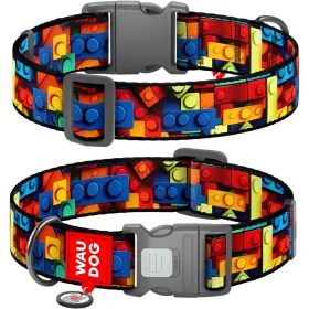 Нашийник для собак WAUDOG Nylon "Блоки" нейлоновий M з QR-паспортом 28-40 см / 20 мм