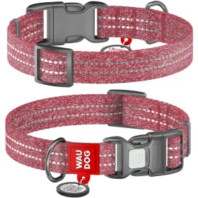 Нашийник для собак WAUDOG Re-cotton відновлена бавовна M з QR-паспортом 28-40 см / 20 мм червоний