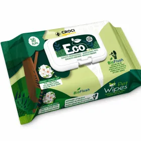 Очищаючі вологі серветки Croci Eco Talc and White Flowers для собак і котів з аромаом тальку та білих квітів 30шт