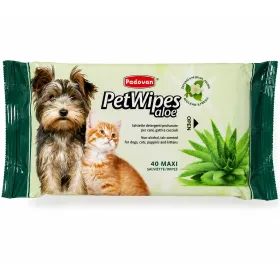 Очищаючі вологі серветки Padovan Pet Wipes Aloe для собак і котів з алое вера та зеленим чаєм 40 шт