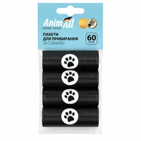 Пакети AnimAll для прибирання за тваринами 15*4 шт чорні