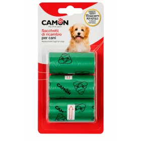 Пакети Camon для прибирання за тваринами під брелок-диспенсер "POO" 15*3 шт  зелені