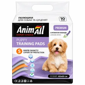 Пелюшки AnimAll Puppy Training Pads щоденні з ароматом лаванди для цуценят та дорослих собак 60*60 см 10 шт