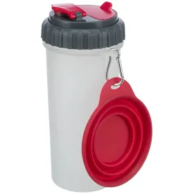 Портативна пляшка для води та корму Trixie Feed and Water Container з дорожньою складною мискою 2х350 мл