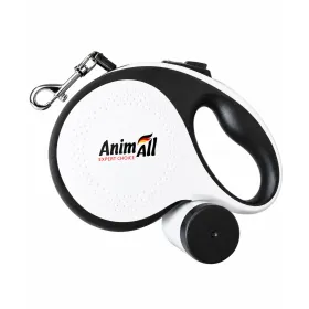 Повідець-рулетка AnimAll Retractable з контейнером для пакетів S для собак вагою до 15 кг стрічка 3 м біла
