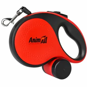 Повідець-рулетка AnimAll Retractable з контейнером для пакетів XL для собак вагою до 50 кг стрічка 8 м червона
