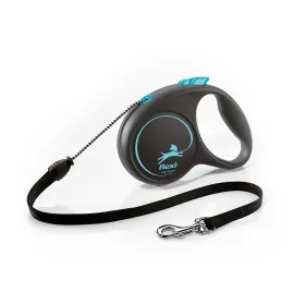 Повідець-рулетка Flexi Black Design M для собак вагою до 20 кг трос 5 м синя