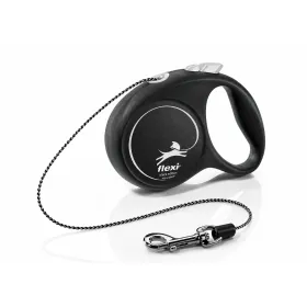 Повідець-рулетка Flexi Black Design XS для собак вагою до 8 кг трос 3 м срібляста