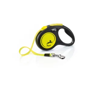 Повідець-рулетка Flexi New Neon S для собак вагою до 15 кг стрічка 5 м жовта