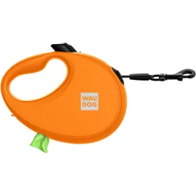 Повідець-рулетка WAUDOG R-leash з контейнером для пакетів S для собак вагою до 12 кг стрічка 3 м помаранчева