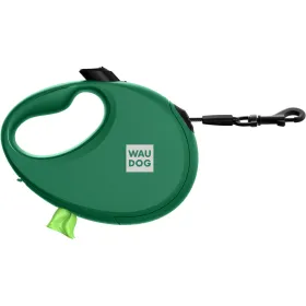 Повідець-рулетка WAUDOG R-leash з контейнером для пакетів S для собак вагою до 12 кг стрічка 3 м зелена