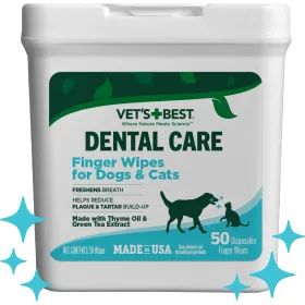 Серветки на палець VET`S BEST Dental Care Finger Wipes для чищення зубів котів і собак 50 шт