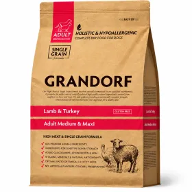 Сухий корм для дорослих собак середніх та великих порід Grandorf Dog Adult Medium & Maxi  Lamb & Turkey з ягням та індичкою 1 кг