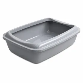 Туалет з бортиком для котів AnimAll CNR-106 з лопаткою сірий 50х37х13,5 см