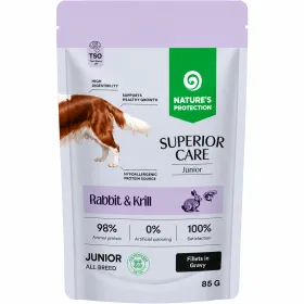Вологий корм для цуценят Nature's Protection Superior Care Junior Grain Free Rabbit & Krill з кроликом і крилем в соусі 85 г