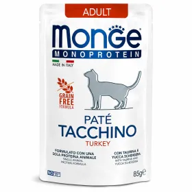 Вологий корм для дорослих котів Monge Monoprotein Cat Pate 100% Turkey Паштет з індичкою 85 г