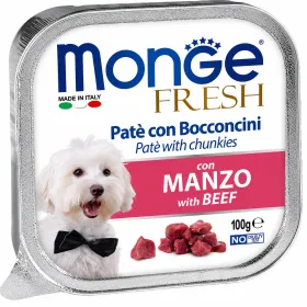 Вологий корм для дорослих собак Monge Fresh Dog Adult Beef Паштет з яловичиною 100 г