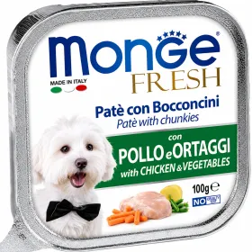 Вологий корм для дорослих собак Monge Fresh Dog Adult Chicken & Vegetables Паштет з куркою та овочами 100 г