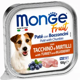 Вологий корм для дорослих собак Monge Fruit Dog Adult Turkey and Blueberry Паштет з індичкою та лохиною 100 г