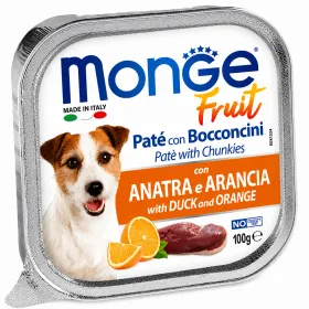 Вологий корм для дорослих собак Monge Fruit Dog Adult with Duck and Orange Паштет з качкою та апельсином 100 г