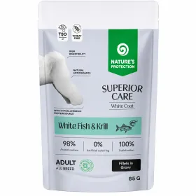 Вологий корм для дорослих собак Nature's Protection Superior Care White Dogs White Fish & Krill з білою шерстю, з білою рибою і крилем в соусі 85 г