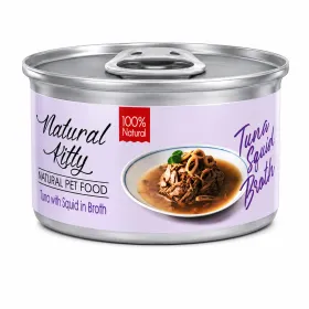 Вологий корм для котів Natural Kitty Broth Series Tuna with Squid тунець та кальмари в бульйоні 80 г