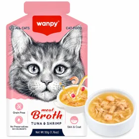 Вологий корм для котів Wanpy Meat Broths Tuna&Shrimp Суп з тунцем і креветками 50 г