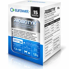 Харчова добавка Eurowet Probiotic Max Пробіотик Макс Пробіотики для підтримки травної системи та зміцнення імунітету котів та собак 15*1,5 г