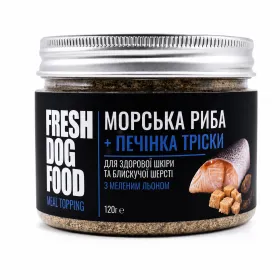 Харчова добавка Fresh Dog Food Апетайзер Premium морська риба з печінкою тріски і меленим льоном 120 г