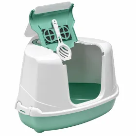 Закрытый туалет угловой для котов Moderna Flip Cat с фильтром светло-зеленый 56x45x39 см